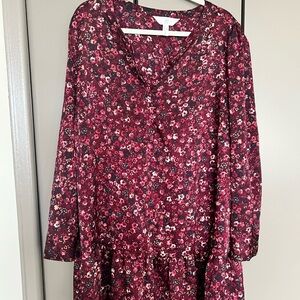 Addition Elle Burgundy Floral Mini Dress